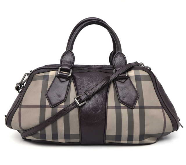 Mala Burberry Smoked Check Coated Canvas Shoulder
