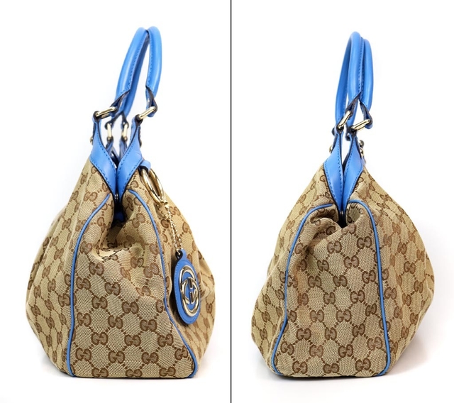 Bolsa Gucci Beige/Azure GG Canvas Medium Sukey Tote