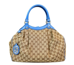 Bolsa Gucci Beige/Azure GG Canvas Medium Sukey Tote