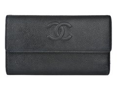 Carteira Chanel Couro Caviar CC Flap Preta