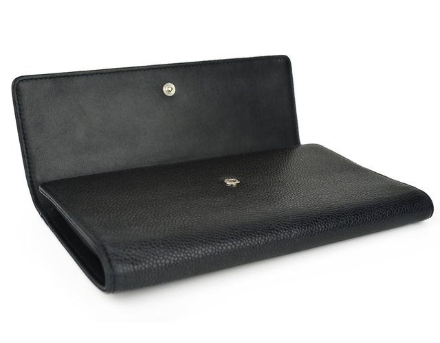 Carteira Chanel Couro Caviar CC Flap Preta na internet
