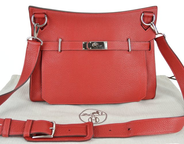 Bolsa Hermès Jypsière 34cm Bicolor Rouge Casaque / Rose Jaipur Couro Clemence - loja online