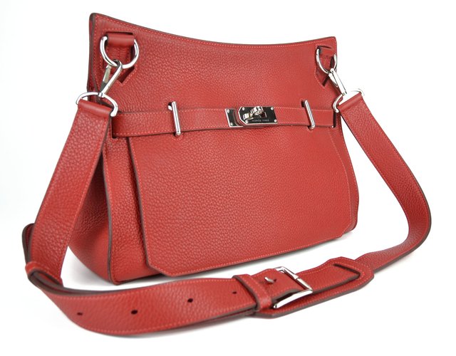 Bolsa Hermès Jypsière 34cm Bicolor Rouge Casaque / Rose Jaipur Couro Clemence - Paris Brechó - Artigos de Luxo Seminovos
