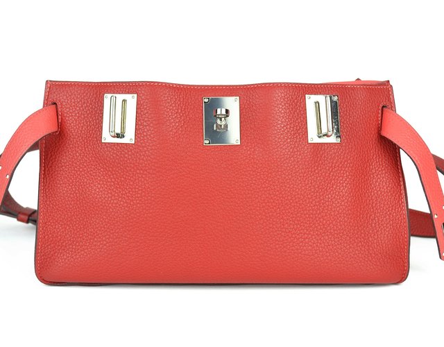 Bolsa Hermès Jypsière 34cm Bicolor Rouge Casaque / Rose Jaipur Couro Clemence - loja online