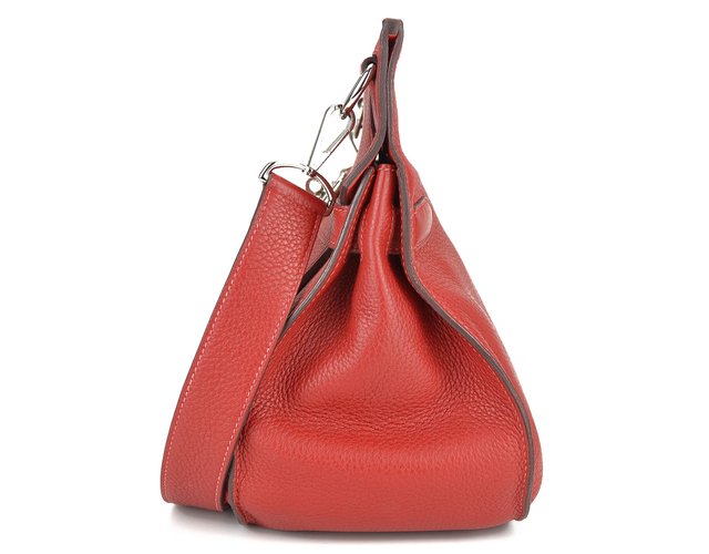 Bolsa Hermès Jypsière 34cm Bicolor Rouge Casaque / Rose Jaipur Couro Clemence