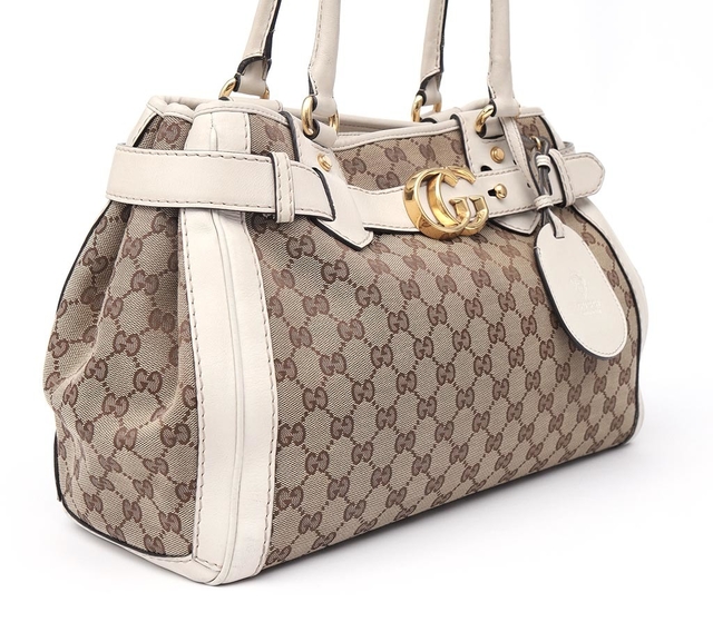 Gucci Beige/White GG Canvas Running Tote - loja online