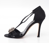 Sapato Manolo Blahnik Cetim Preto c/ Pedras - loja online