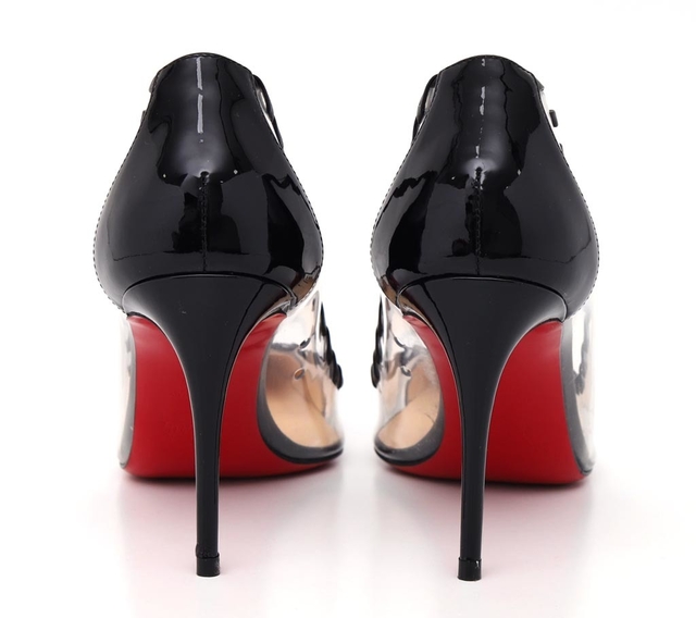 Sapato Christian Louboutin Preto e translúcido