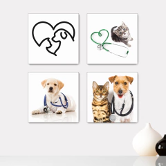 Kit 4 Placas Decorativas Pet Shop Veterinário Cachorros Gatos - 0006ktpl4