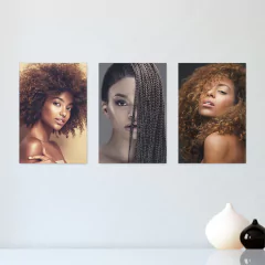Kit 3 Placas Decorativas Salão de Cabelereiro Negras Sala - 0011ktpl