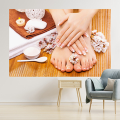 Adesivo de Parede Salão de Beleza Manicure Pedicure Unhas Mãos Painel Sala - 0013pad