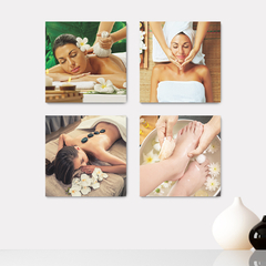Kit 4 Placas Decorativas Spa Massagem Estética Relaxamento - 0018ktpl4