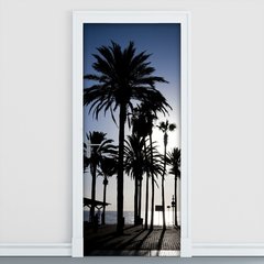 Adesivo Decorativo de Porta - Coqueiros - Praia - 002cnpt