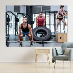 Adesivo de Parede Academia Fitness Musculação Ginástica Painel Sala - 0033pad