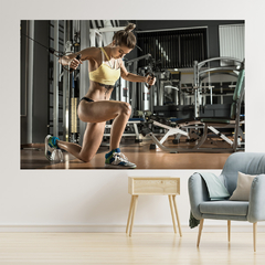Adesivo de Parede Academia Fitness Musculação Ginástica Painel Sala - 0035pad