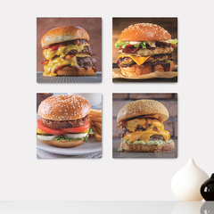 Kit 4 Placas Decorativas Hambúrguer Hamburgueria - 0044ktpl4