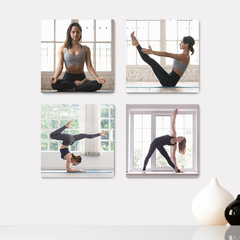 Kit 4 Placas Decorativas Yoga Alongamento Relaxamento - 0046ktpl4