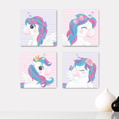 Kit 4 Placas Decorativas Unicórnio Infantil - 0056ktpl4