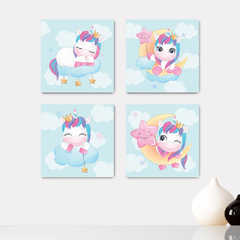 Kit 4 Placas Decorativas Unicórnio Infantil - 0057ktpl4
