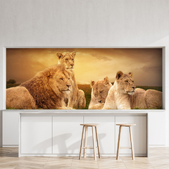 Painel Adesivo Leão Família Sala Quarto Decoração - 0059pdt
