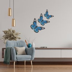 Adesivo de Parede Decorativo - 3 Borboletas Azul - Sala - 005ir