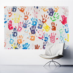 Adesivo de Parede Escola Infantil Mãos Criança Espaço Kids Baby Brinquedoteca Painel Sala - 0060pad - Allodi