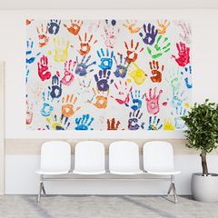 Adesivo de Parede Escola Infantil Mãos Criança Espaço Kids Baby Brinquedoteca Painel Sala - 0060pad