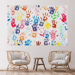 Adesivo de Parede Escola Infantil Mãos Criança Espaço Kids Baby Brinquedoteca Painel Sala - 0060pad - loja online