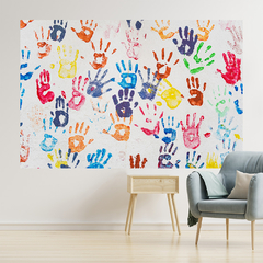 Imagem do Adesivo de Parede Escola Infantil Mãos Criança Espaço Kids Baby Brinquedoteca Painel Sala - 0060pad