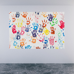 Adesivo de Parede Escola Infantil Mãos Criança Espaço Kids Baby Brinquedoteca Painel Sala - 0060pad