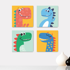 Kit 4 Placas Decorativas Dino Dinossauros Astronauta Infantil - 0062ktpl4