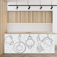 Painel Adesivo Cozinha Utensílios Restaurante - 0063pdt