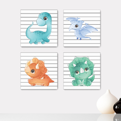 Kit 4 Placas Decorativas Dino Dinossauros Astronauta Infantil - 0064ktpl4