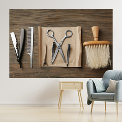 Adesivo de Parede Salão de Beleza Barbearia Barbeiro Homens Painel Sala - 0064pad