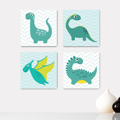 Kit 4 Placas Decorativas Dino Dinossauros Astronauta Infantil - 0065ktpl4