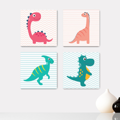 Kit 4 Placas Decorativas Dino Dinossauros Astronauta Infantil - 0066ktpl4