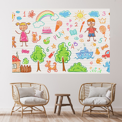 Adesivo de Parede Escola Infantil Desenho Espaço Kids Baby Brinquedoteca Painel Sala - 0066pad - loja online