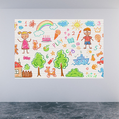 Adesivo de Parede Escola Infantil Desenho Espaço Kids Baby Brinquedoteca Painel Sala - 0066pad
