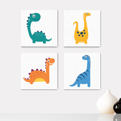 Kit 4 Placas Decorativas Dino Dinossauros Astronauta Infantil - 0067ktpl4