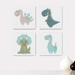 Kit 4 Placas Decorativas Dino Dinossauros Astronauta Infantil - 0069ktpl4