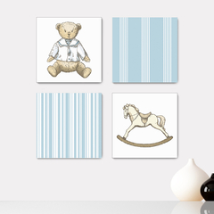 Kit 4 Placas Decorativas Ursinho Infantil - 0071ktpl4