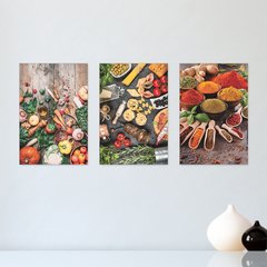 Kit 3 Placas Decorativas Cozinha Utensílios de Cozinha Temperos Casa Restaurante - 0075ktpl