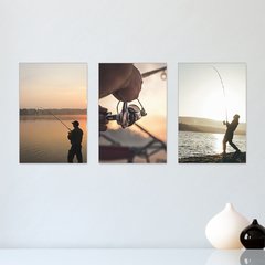 Kit 3 Placas Decorativas Pescador Pesca Esporte Casa Quarto Sala - 0076ktpl