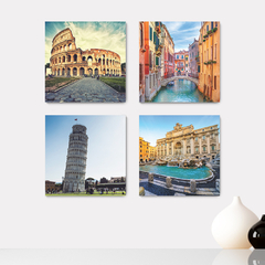 Kit 4 Placas Decorativas Mundo Itália Paisagem - 0081ktpl4