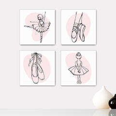 Kit 4 Placas Decorativas Bailarinas Balé Ballet Infantil - 0083ktpl4