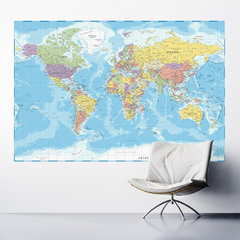 Adesivo de Parede Mapa do Mundo Painel Sala Escritório Quarto - 0083pad - Allodi