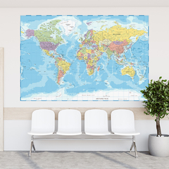 Adesivo de Parede Mapa do Mundo Painel Sala Escritório Quarto - 0083pad - loja online