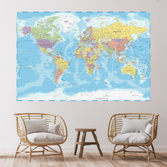 Imagem do Adesivo de Parede Mapa do Mundo Painel Sala Escritório Quarto - 0083pad