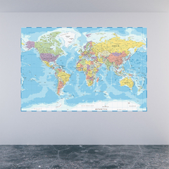 Adesivo de Parede Mapa do Mundo Painel Sala Escritório Quarto - 0083pad