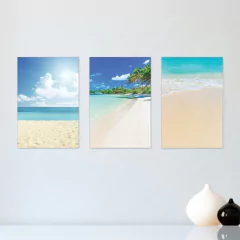 Kit 3 Placas Decorativas Praia Mar Natureza Casa Quarto Sala - 0086ktpl